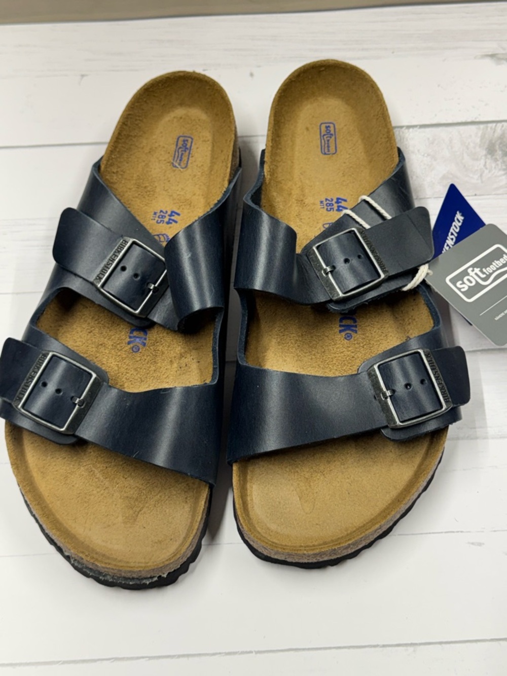 Birkenstocks Navy blue Double-strap Slide Sandals with Buckles NWT Men’s